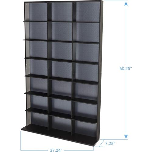 Atlantic Elite Media Storage Cabinet - Medium Tower, Stores 609 CDs, 483 Blu-Rays, 420 DVDs, 410 PS3/PS4 Games or 528 wii Games with 7 Fixed Shelves, PN35435742 in Black