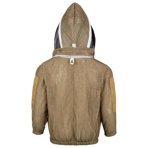 Beekeeping Jacket with Veil – 3-Layer Ultra Ventilated Bee Jacket with Long-Lasting YKK Zippers & Safety Fencing Hood – Full Protection Beekeeping Suit with Carrying Bag (Brown) XX-Large (BP-301)