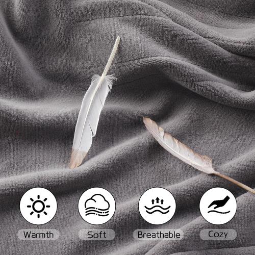 Electric Heated Blanket 72x84 Full Size, Soft Coral Fleece with 4 Heating Levels and 10 Hours Auto-Off, Machine Washable, Cozy Plush Fabric for Home, Light Gray