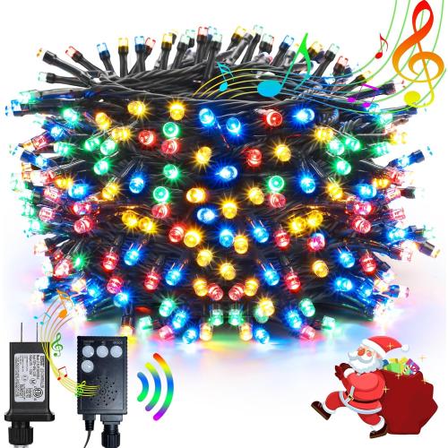 Toodour 82FT 200 LED Christmas Lights Outdoor, Indoor String Lights with Music, Motion Sensor Multicolor Tree Light - Holiday Decorative for Yard Bedroom Home Party Xmas Decor