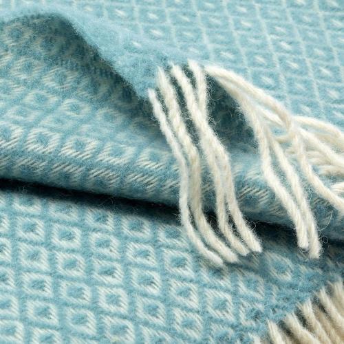 GreaterGood Ukrainian 100% Wool Throw Blanket – Handmade Elegant Cozy Fringed Wool Blanket for Couch, Bed, Sofa & Home Decor, Durable Plaid Herringbone Weave, Fair Trade Artisan Made (Blue, Diamond)