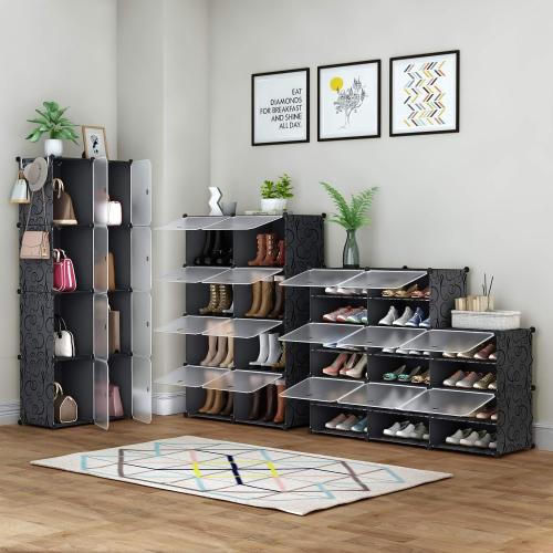 HOMIDEC Shoe Rack, 8 Tier Shoe Storage Cabinet 32 Pair Plastic Shoe Shelves Organizer for Closet Hallway Bedroom Entryway