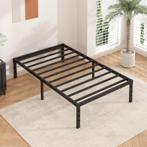 Metal Platform Bed Frame 14 Inch Tall,No Box Spring Needed,Twin Size Bed with Heavy Duty Strong Support Slats,Easy to Assemble,Black