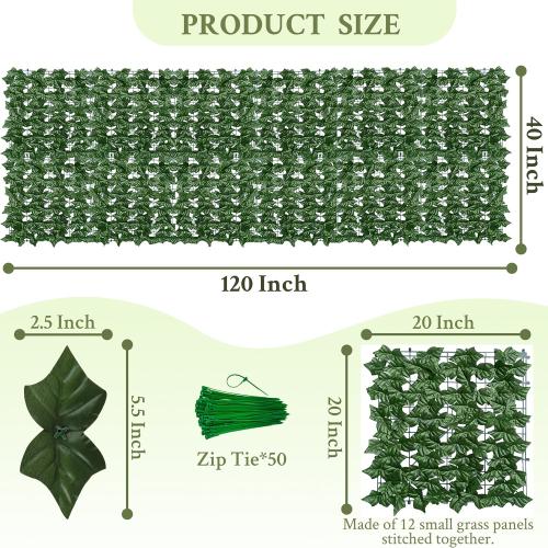 Artificial Ivy Privacy Fence Wall Screen,40X120 in UV-Anti Faux Greenery Backdrop Ivy Vine Leaf Hedges Fence Panels for Patio, Balcony, Garden, Backyard Indoor Outdoor Green Wall Decor
