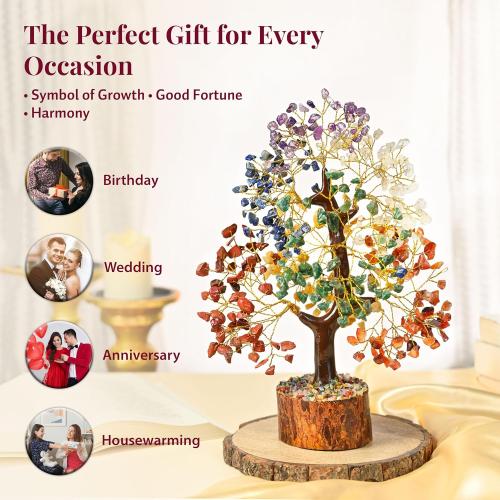 Crocon® 7 Chakra Crystal Tree of Life, Crystals & Healing Stones 10-12 inch