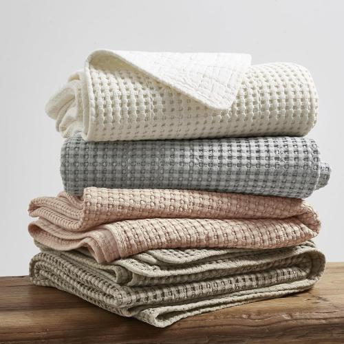 Levtex Home - Mills Waffle - Throw - Taupe Cotton Waffle - Throw Size 50 x 60in.