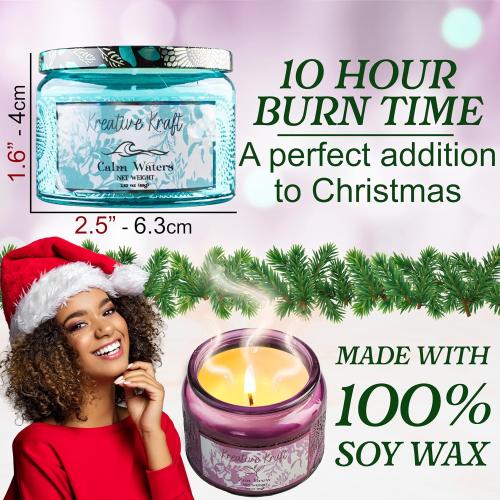 Luxury Scented Candles Christmas Crackers Aromatherapy No-Snap 6 Pack Party Favors Hats Jokes Christmas Decorations Holiday Gift (Multi Candle)