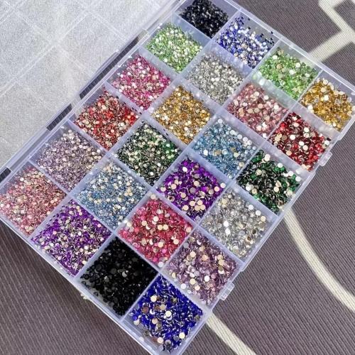 Multi-Color Nail Rhinestones Kit, Flatback Crystal Rhinestones Set in Organizer Box, Sparkling Gems Jewels for Acrylic Nails, Press-On Nails Art Decoration and DIY Crafts