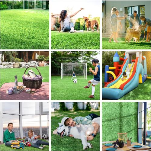 HOMESTEAD Thick 1.38 Artificial Turf Grass for Outdoor - 4 ft x 6 ft Synthetic Grass with Non-Slip Backing & Drainage Holes, Roll for Outdoor Patio, Lawn, Balcony - Astro Turf Rug