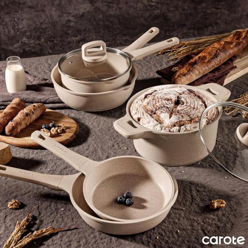 CAROTE 13pcs Pots and Pans Set Non Stick, Taupe Nonstick Cookware Set, Frying pans with lids, Kitchen Essentials Pot and Pan, Induction Cookware