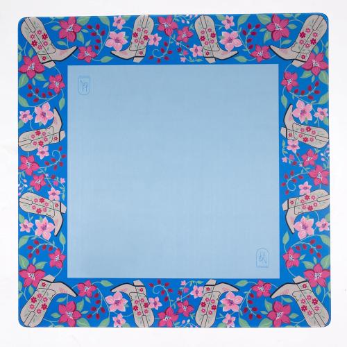 Hutch & Nook Mahjong Mat | 33 Non-Slip Card Table Cover | Decorative Game Mat for Mahjong Set, Dominoes, Poker & More (Blue Cowboy Boot)