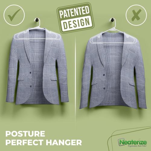 NEATERIZE Clothes Hangers 50 Pack White - Plastic Hangers - Ganchos Colgar Ropa