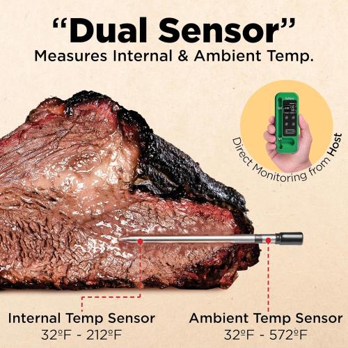 euflora Wireless Smart Meat Thermometer with Bluetooth & Wifi App, 800Ft Leave-in Temperature Probe for Rib, Steak, Oven, Grill, Cooking, Food and Smoker (Green)