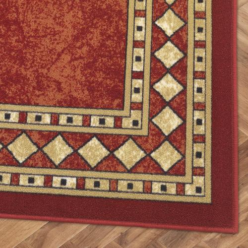 Antep Rugs Alfombras Modern Bordered 4x6 Non-Skid (Non-Slip) Low Profile Pile Rubber Backing Indoor Area Rugs (Maroon Beige, 4' x 5'8)