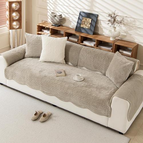 Couch Cover Sofa Covers Washable, Velvet Fleece Sofa Slipcovers for 3 Cushion Couch, Non-Slip Furniture Protector for Dog Pet, L Shaped Recliner Sectional Couch Cover Taupe,36X83(Only 1 Pcs)