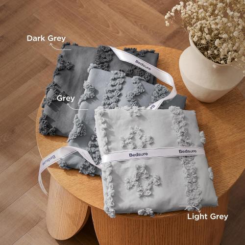 90X90 size Bedsure Tufted Boho Comforter Set90x90 Size - Light Grey Boho Bed Set, GentleSoft™ 3 Pieces Farmhouse Shabby Chic Embroidery Bedding, Gifts for Woman, Soft Jacquard King Comforter for All Seasons