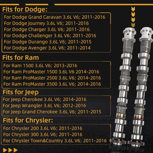 Left Side Exhaust & Intake Engine Camshaft Set,5184377AG 5184379AG,for Dodge RAM 1500/Avenger/Challenger/Charger/Durango,for Chrysler 200/300,for Jeep Wrangler/Grand Cherokee,for Promaster,11-16 3.6L