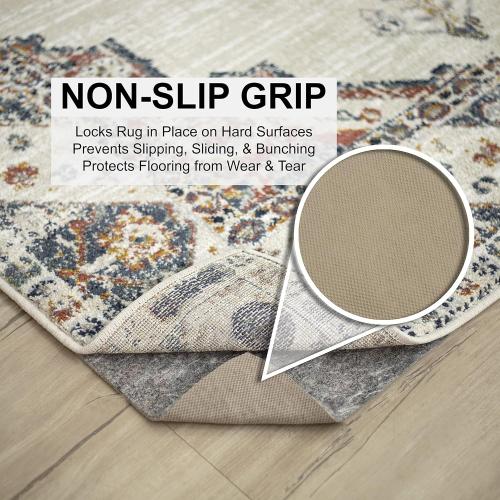 Mohawk Home 8' x 10' Non Slip Grip Rug Pad 1/4 Thick Dual Surface Felt Cushion   Rubber Gripper - Safe for All Floors