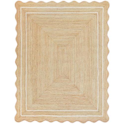 Manvi Exports Natural Jute Scalloped Handwoven Bohemian Decorative