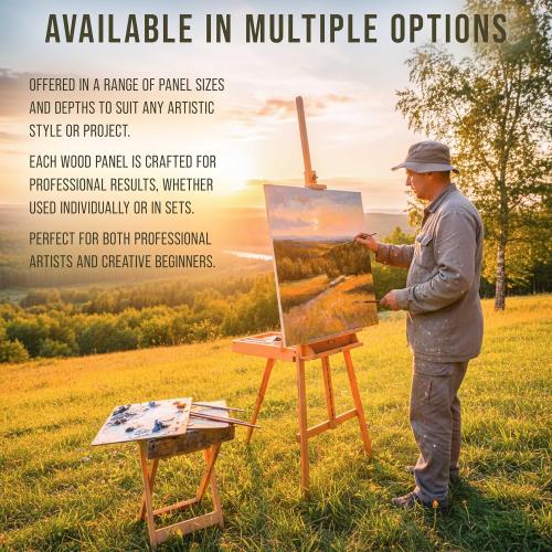 U.S. Art Supply 12 x 24 Unfinished Cradled Wood Panels for Painting, Studio 3/4 Deep (2 Pack) - Artist Depth Birch Wooden Wall Canvases - Mixed-Media Craft, Acrylic, Oil, Encaustic, Paint Pouring