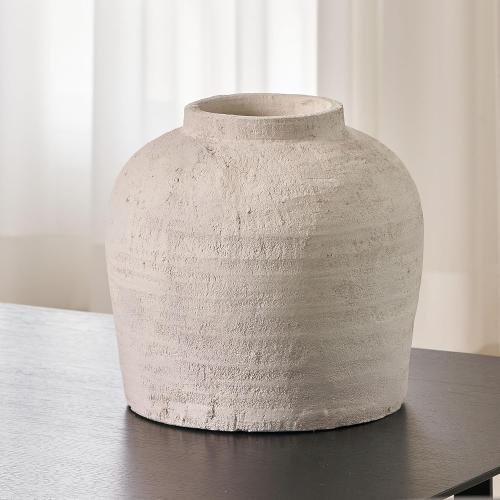 LB2 White Ceramic Large Vase, 11 Tall Zen Style, Terra Cotta Pitcher, Distressed Farmhouse Decor, Pottery Decorative Flower for Home Decor (B - White 11)