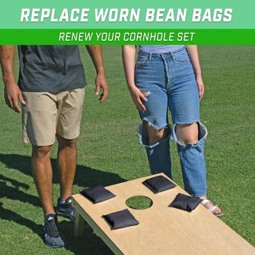 GoSports Classic Cornhole Bean Bags Set of 4-16 Colors Available - Regulation All Weather, Mix and Match BLACK