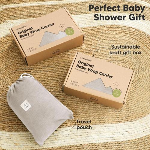KeaBabies Baby Wrap Carrier - All in 1 Original Baby Carrier Newborn to Toddler Sling, Easy to Wear, Hands Free Bonding, Lightweight, Breathable Infant Wraps (Stone Gray)