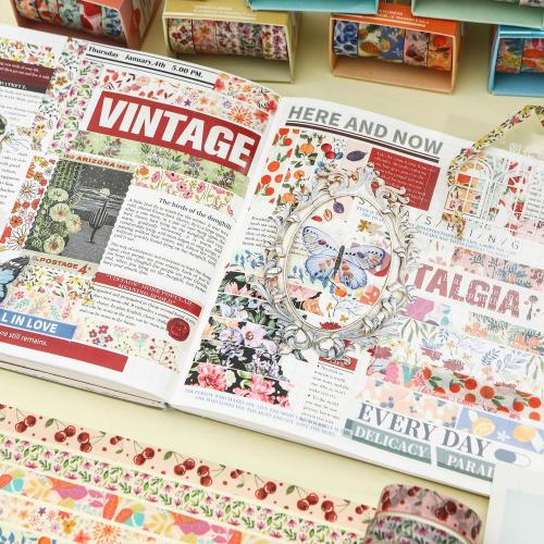 Flowers Washi Tape Set 60 Rolls Floral Patterns Decorative Skinny Blooms Masking Tapes for Arts, DIY Crafts, Journals, Planners, Scrapbook, Wrapping (Summer)