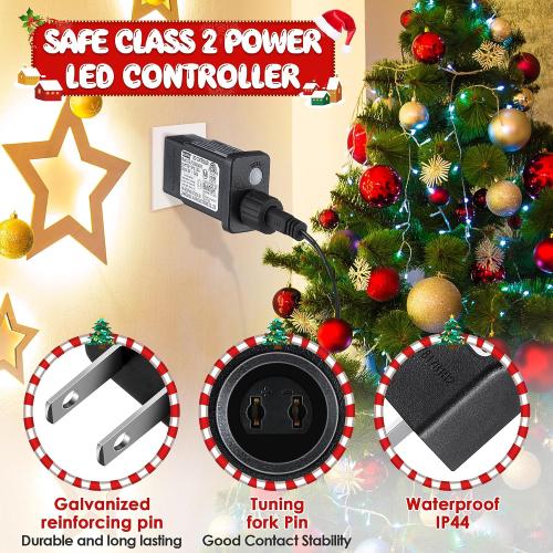30V/29V LED Power Supply, Class 2 Power Supply for Christmas String Light Decorations, 12W 8 Mode Light LED Transformer Replacement for Christmas Plug, Waterproof Plug Adapter(2 Pcs)