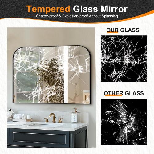 Delma Bathroom Vanity Mirror,30 x 40 Black Metal Framed Wall Mirror for Over Sink, Living Room, Bedroom,Entryway Decor