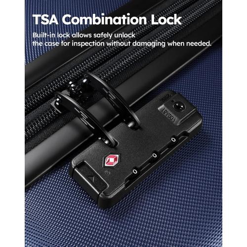 Size Large Color Blue 3 Piece Luggage Sets Expandable, Hardshell Travel Suitcase with Double Spinner Wheels and TSA Lock