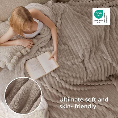 Bedsure GentleSoft Light Brown Fleece Blanket for Couch - Cozy Soft Blankets for Women, Cute Small Throws for Girls, 90x90 Inches