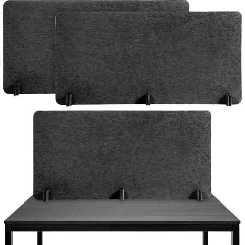 2 Pack Acoustic Desk Divider Partition 23.6 x 47.2 Stand up Freestanding Privacy Panel Noise Visual Distractions Reducing Table Divider for Student Reception Area Office (Deep Gray)