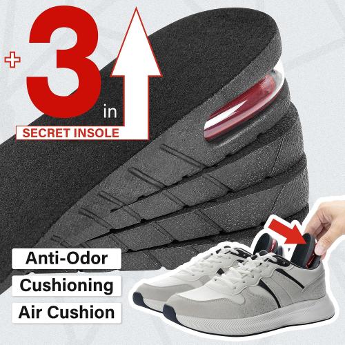 Height Increase Insoles 2-Layer Air up Shoe Lifts Elevator Shoes Insole -4.5 cm (1.8 inches) Heels Lift Inserts for Men and Women