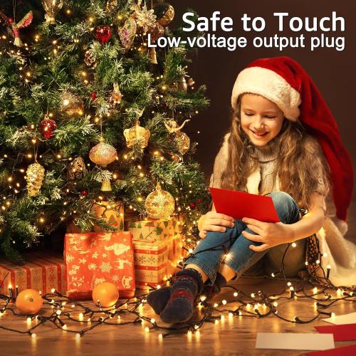 Christmas Tree Lights 98 FT 300 LED, Warm White Christmas Lights Indoor Plug in, 8 Modes Twinkle String Lights for Bedroom Party Ceiling Xmas Home Decorations