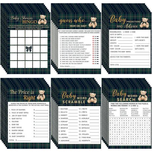 302 Pcs Baby Shower Games, 6 Games,50 Sheets Each, Bear