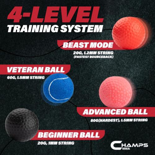 Champs MMA Boxing Reflex Ball Set with Punch Counter App – Hand-Eye Coordination & Speed Training Kit