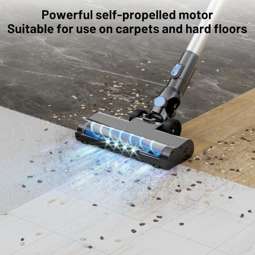 Cordless Vacuum Cleaner with Self-Standing, LED Screen Stick Vacuum Cleaners for Home, Lightweight Powerful Suction Vacuum, 6-in-1 Rechargeable Vacuum for Carpets, Pet Hair, Hardwood Floors