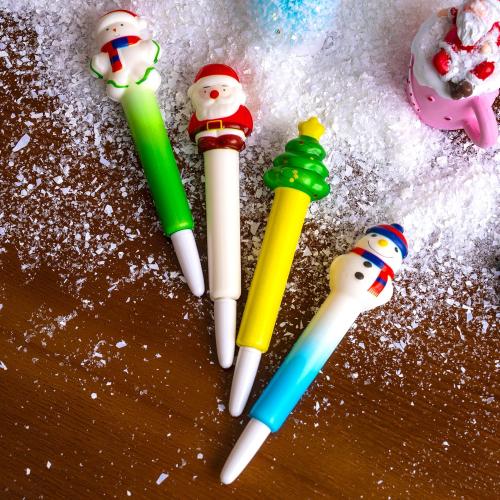 JOYIN 4 PCS Christmas Squeeze Pens Bulk For Kids, Stress Reliever Anxiety Ballpoint Pen for Xmas Party Favors, Christmas Stocking Stuffers For Students Classroom Prize Gifts, Goodie Bag Fillers