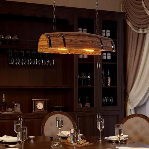 PakaLife Antique Wood Wine Barrel，Pool Table Light Fixture Pendant Lights Kitchen Island Hanging Rustic Bar Ceiling,Pool Table Light