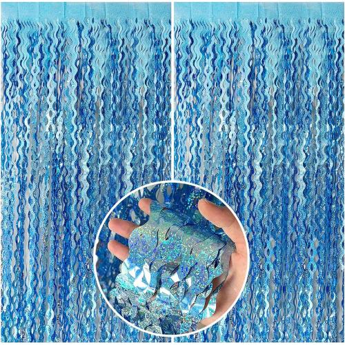Tinsel Foil Fringe Curtains Wavy Backdrop for Parties Sparkle Metallic Wavy Foil Fringe Backdrop Curtain for Party Decorations Photo Booth Props for Birthday Graduation Wedding