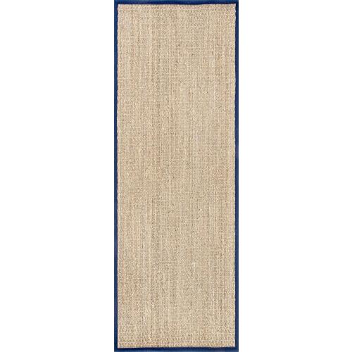 Nuloom Elijah Navy/Natural, 2'6 x 8', Basketweave, Seagrass, Soft and Textured, High Traffic, Stain Resistant, Easy Clean, Durable Area Rug for Bedroom, Living Room, Dining, Den, Foyer, Entryway