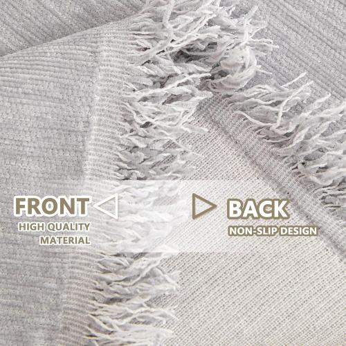 Light Grey 91x134 MYSKY HOME Light Gery Chenille Sofa Cover for Dogs Cats Tassel Edge Couch Cover Furniture Protectors for Pets Universal Couch Cover Thick Durable Sectional Couch Covers for 3 Cushion Couch, 91x 134