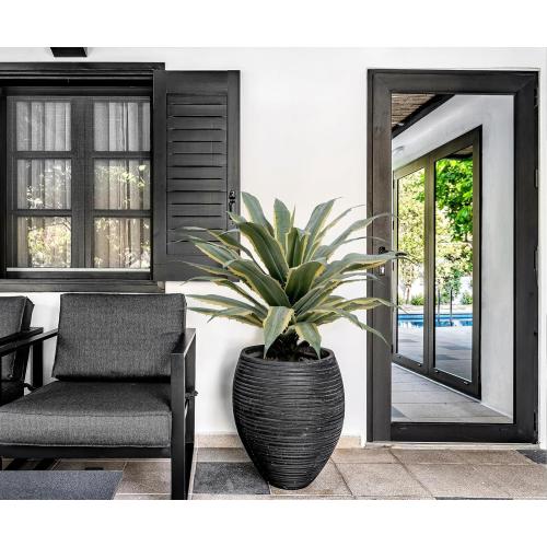 SUNPRAIRIE 32 Inch Tall Large Faux Agave Plant with Two-Tone Sawtooth Edged Leaves; Planted in Black Pot with Real Stone Pebbles. Large Artificial Plants Indoor and Outdoor.