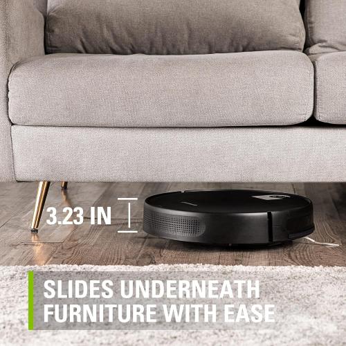 Greenworks Robotic Vacuum GRV-1010 Self-Charging, Wi-Fi Connectivity, 2200Pa Extreme Suction Power, Perfect for Pet Hair, Hard Floors, Carpets, Works with Alexa