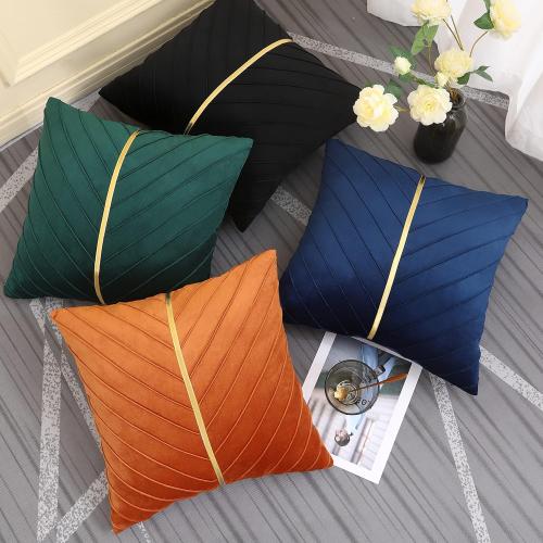 Tosleo Green Pillow Covers 18x18 inch Pack of 2 with Gold Leather Velvet Throw Pillow Covers Home Decorative Cushion Cases Luxury Modern Pillow Covers Spring Home Decor for Sofa Bed Living Room