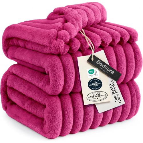 Bedsure Soft Queen Size Blanket for Bed Hot Pink 90x90