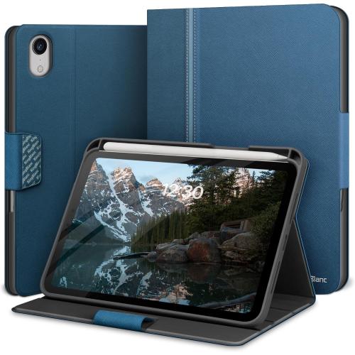 Case for iPad mini 7 (A17 Pro), iPad mini 7th/6th Generation 8.3 | with Pencil Holder, PU Leather Durable Cover, Magnetic Closure, Multi-Angle Viewing/Typing Stand, Auto Sleep/Wake, Blue