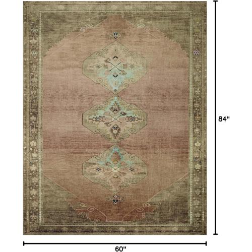 Loloi Magnolia Home by Joanna Gaines Sinclair Collection SIN-06 Clay/Tobacco 5'-0 x 7'-0, .25 Pile Height, Machine Washable, Area Rug