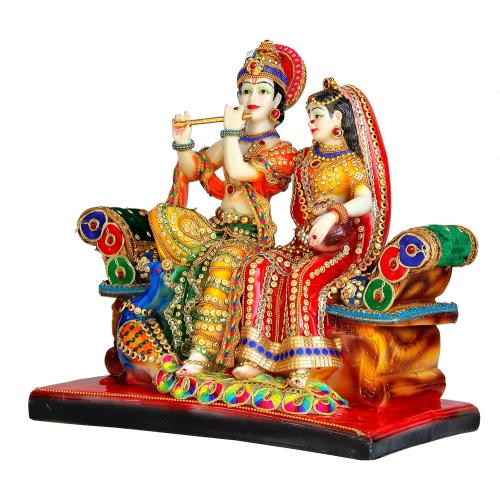 Size 13 eSplanade Resin Radha Krishna on Sofa Murti Idol Statue Sculpture (13 Inches)